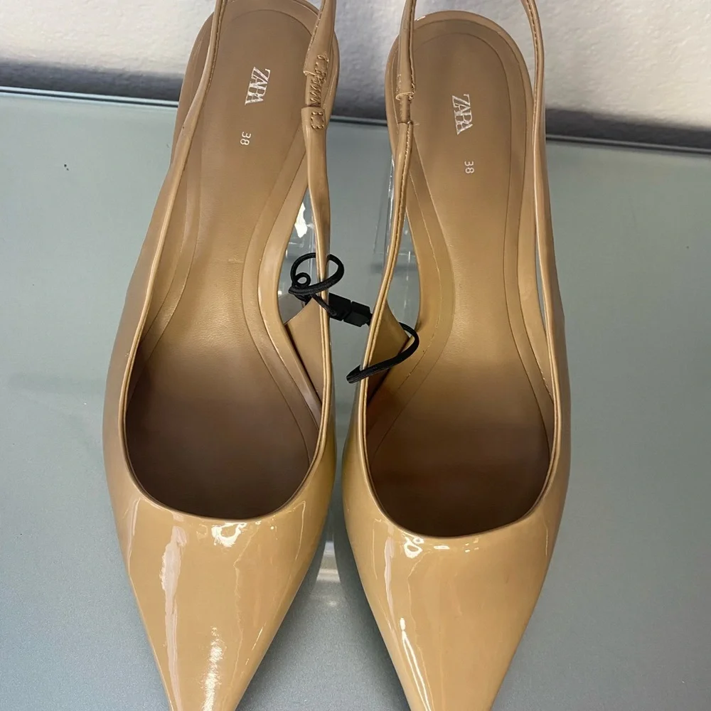 Zara NWT Kitten Heel Slingback Shoe Size 38. - Picture 6 of 9